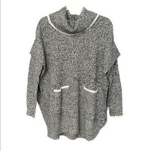La Classe Couture Cowl Neck Marled Poncho Sweater